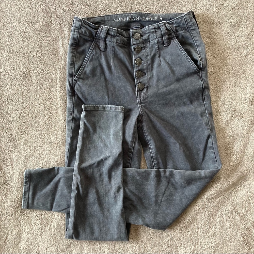 American eagle exposed button high rise skinny jeans size 2 short